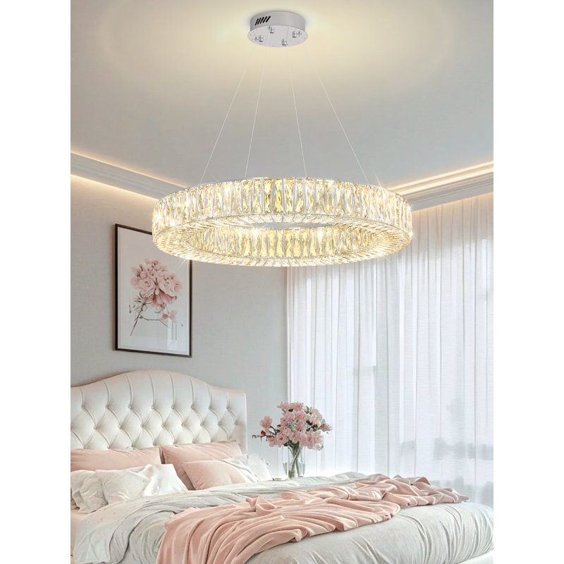 Luminaire suspendu à DEL réglable en cristal de 32 po Mercer41