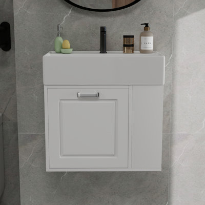 Bathroom Vanity With Sink, Wall Mounted Bathroom Cabinet With Drawer And Toilet Paper Holder