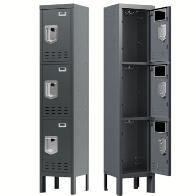 Casier de rangement, casier en métal, casiers pour les employés, armoire de rangement à casier en métal avec 3 portes, fente pour carte, casier en acier verrouillable pour salle de sport, école, maison, bureau, garage, assemblage requis