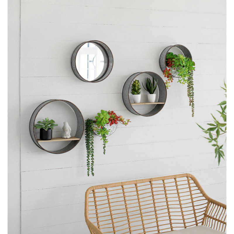 Farmhouse Round Wall Planter, 5 Piece