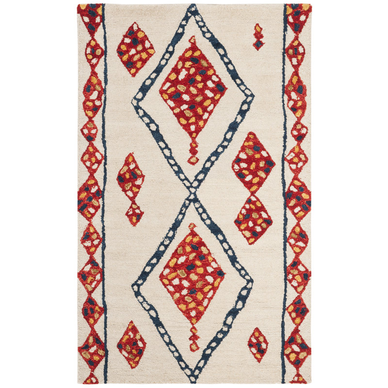 Yeager Hand Tufted Wool Geometric Rug, Rectangle 3' x 5'