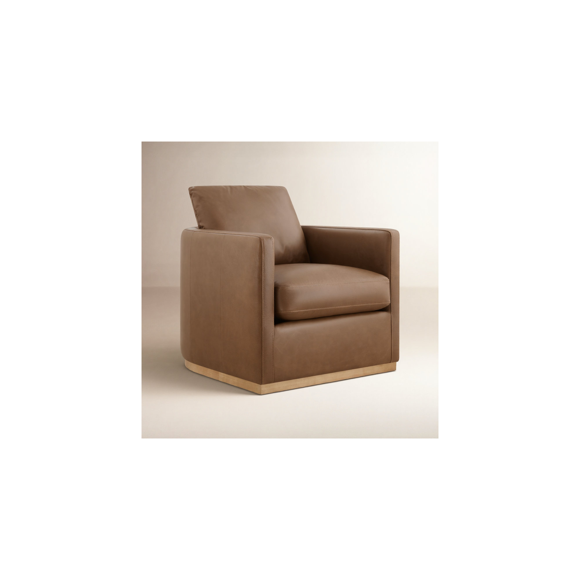Bobbi Genuine Leather Swivel Armchair, Marseille Camel Top Grain Leather