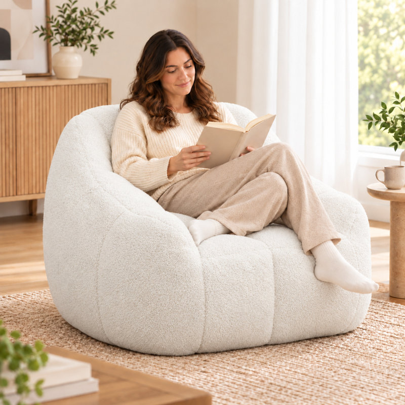 Fauteuil à billes Compression, Ourson blanc