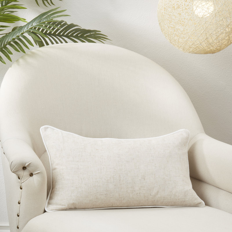 Toscana Collection Throw Pillow, Rectangle 12"H x 20"W, Polyester, White