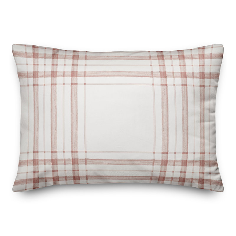Plaid Outdoor Throw Pillow, Pink