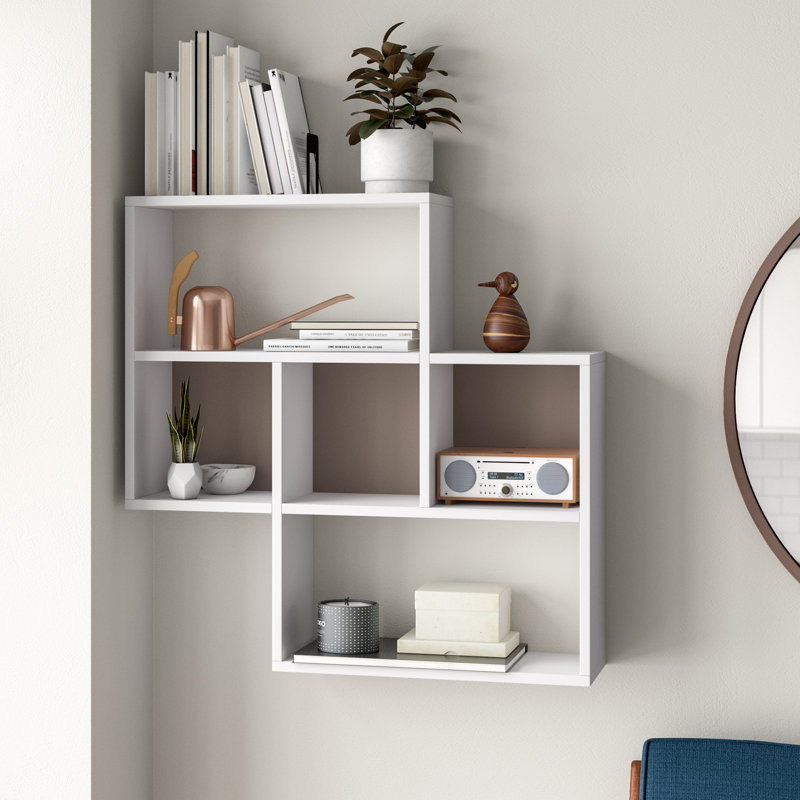 Charlesworth 3 Piece Square Floating Shelf, White/Light Mocha