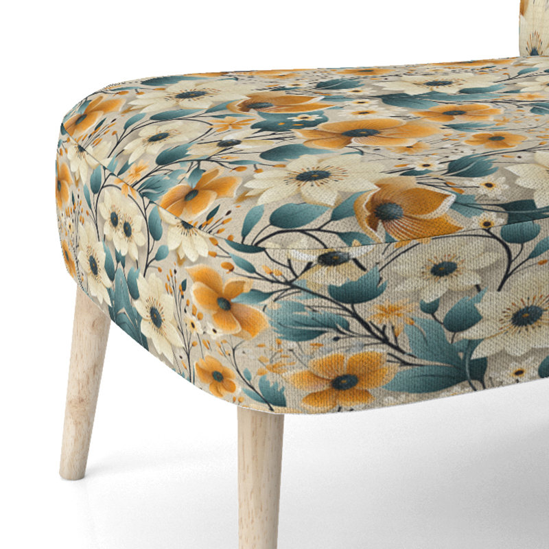 Mod Floral Nostalgia I - Chaise d'appoint rembourrée moderne Mid-Century