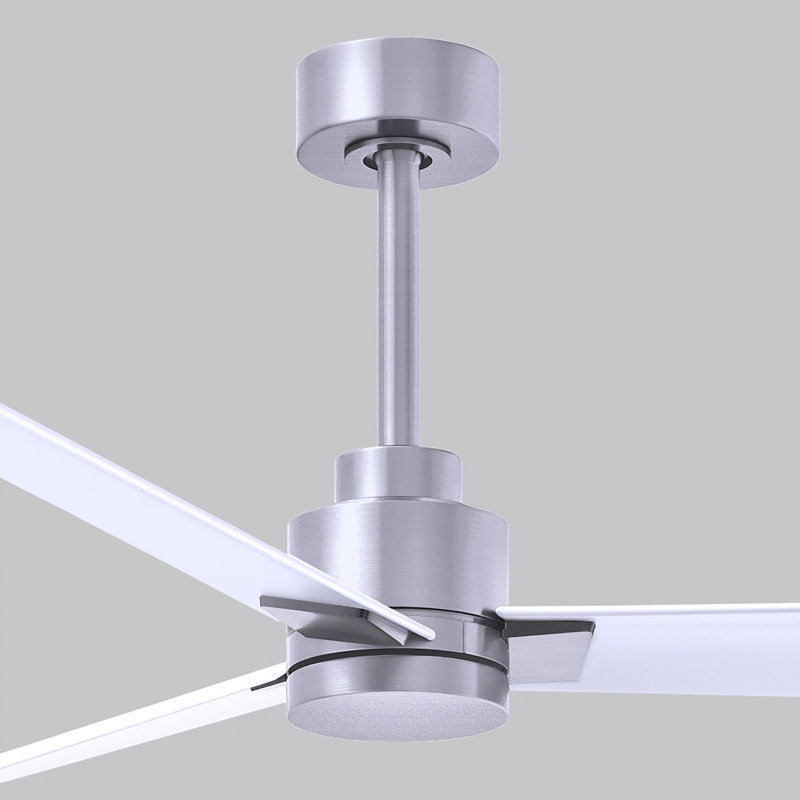 Alessandra Outdoor Downrod Ceiling Fan, Matte White, Brushed Nickel