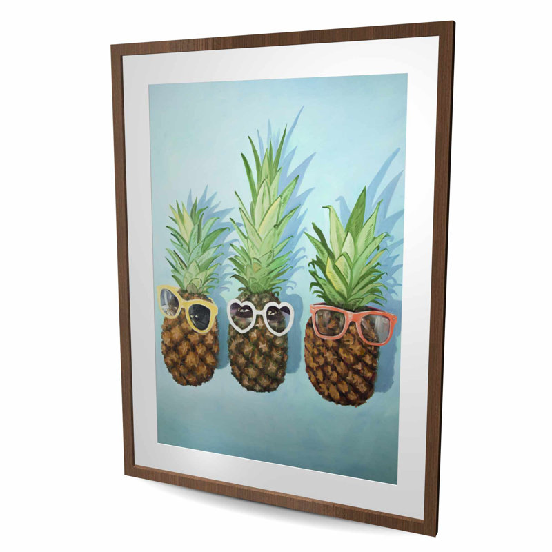 «Summer Pineapples - Exotic Children», reproduction d'art encadrée | Décoration, H 36 po x l 48 po, Brun