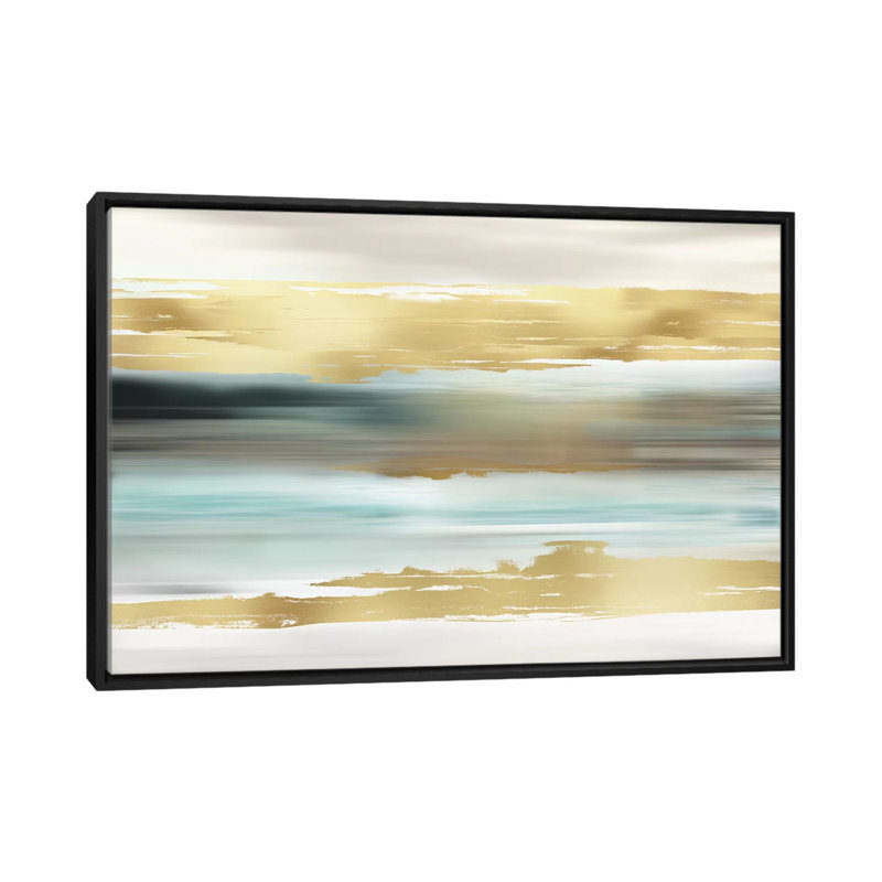 « golden coucher », reproduction d’impression sur toile, H 18 po x l 26 po x P 1,5 po, Toile avec cadre noir, Pas de tapis