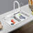 Oukaning Modern Rectangular Kitchen Sink with Single Bowl and Faucet-106895429