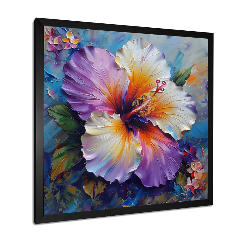 Hibiscus mauve - Hibiscus, Toile encadrée noire simple, H 16 po x l 16 po x P 1 po