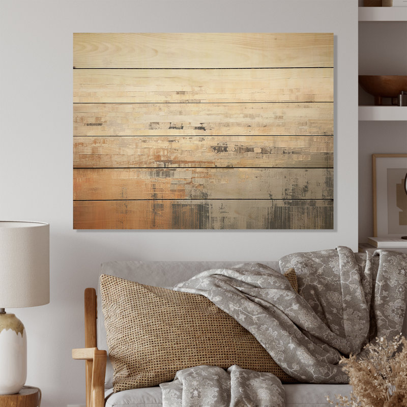 «Darkness Sunrise On Beige Fusion» - lever de soleil, art sur bois de pin naturel, H 24 po x l 32 po