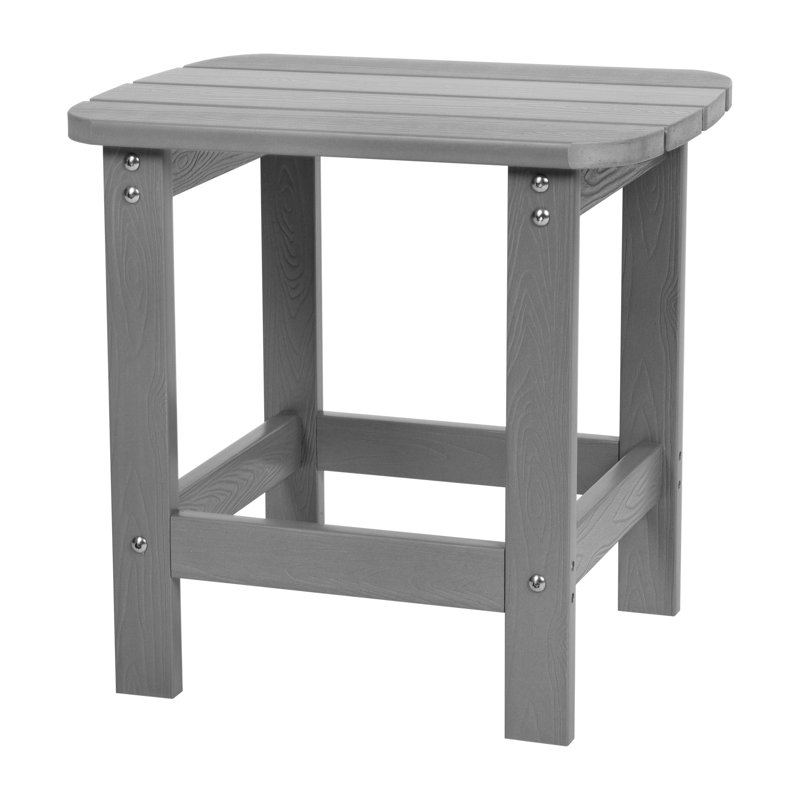 All-Weather Poly Resin Wood Adirondack Side Table, Gray