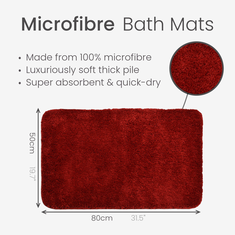 Jordan Microfibre Non Slip Bath Mat, Wine