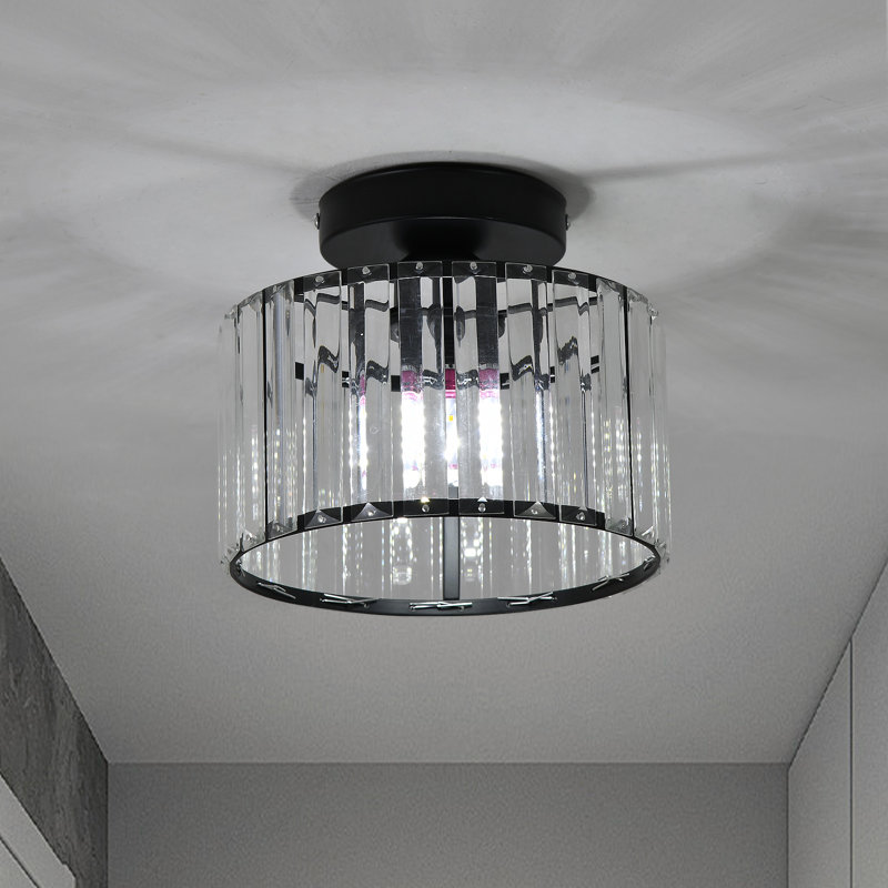 Glass Semi Flush Mount, Black
