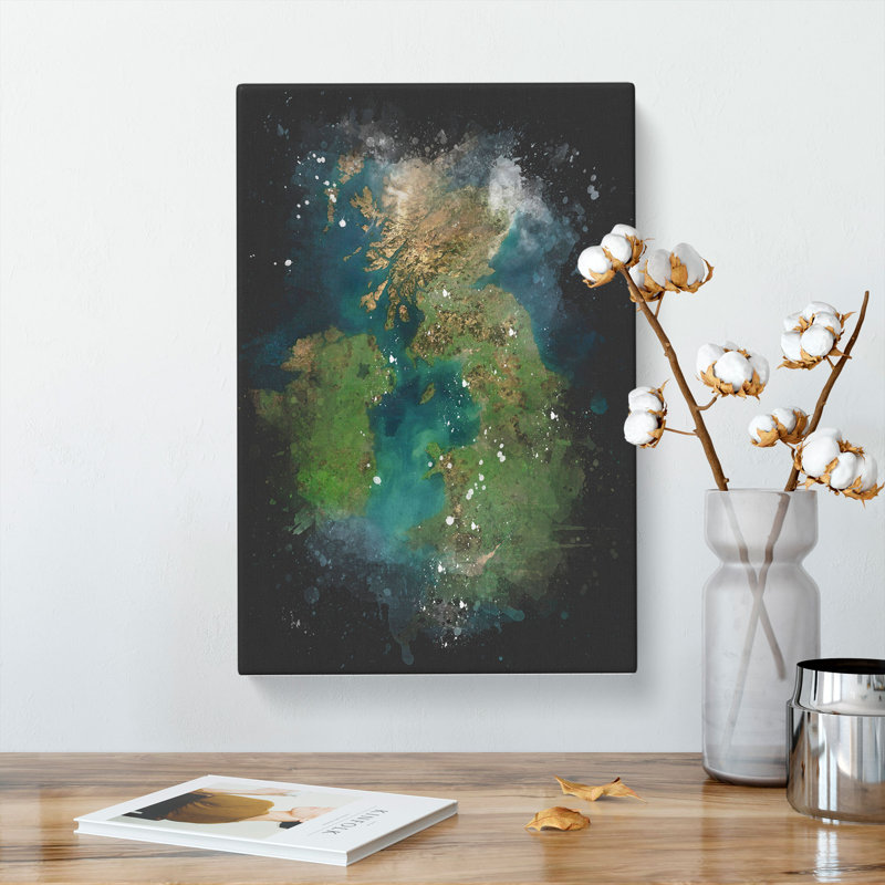 View Of Ireland & Great Britain - Wrapped Canvas Painting, 91cm H x 60cm W x 3cm D