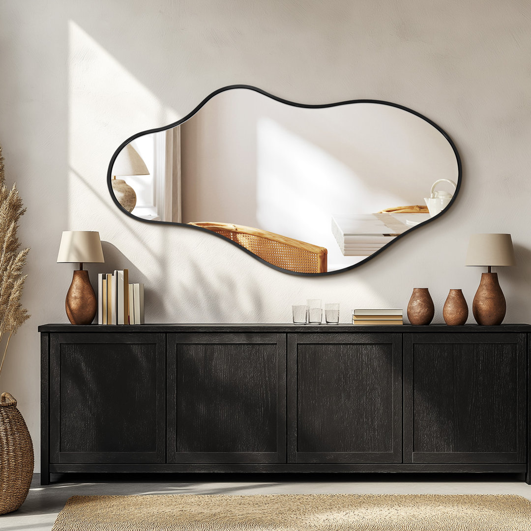 Irregular Metal Framed Wall Mirror, Asymmetrical Mirrors for Bathroom