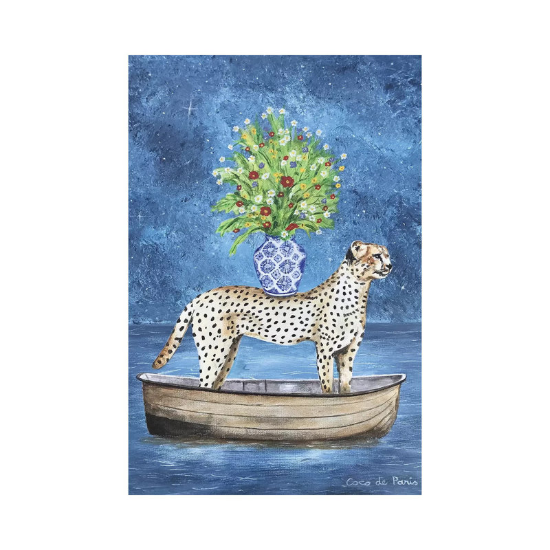 Fleurs de guépard par Coco De Paris - peinture sur toile tendue, H 40 po x l 26 po x P 1,5 po