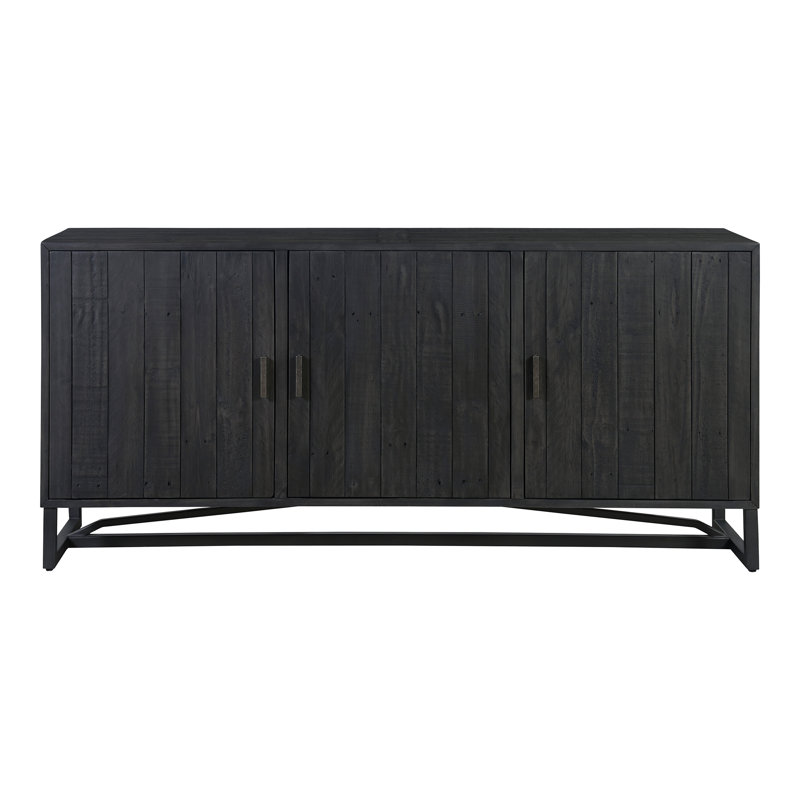 Lopez 68" Wide Pine Wood Sideboard, Black