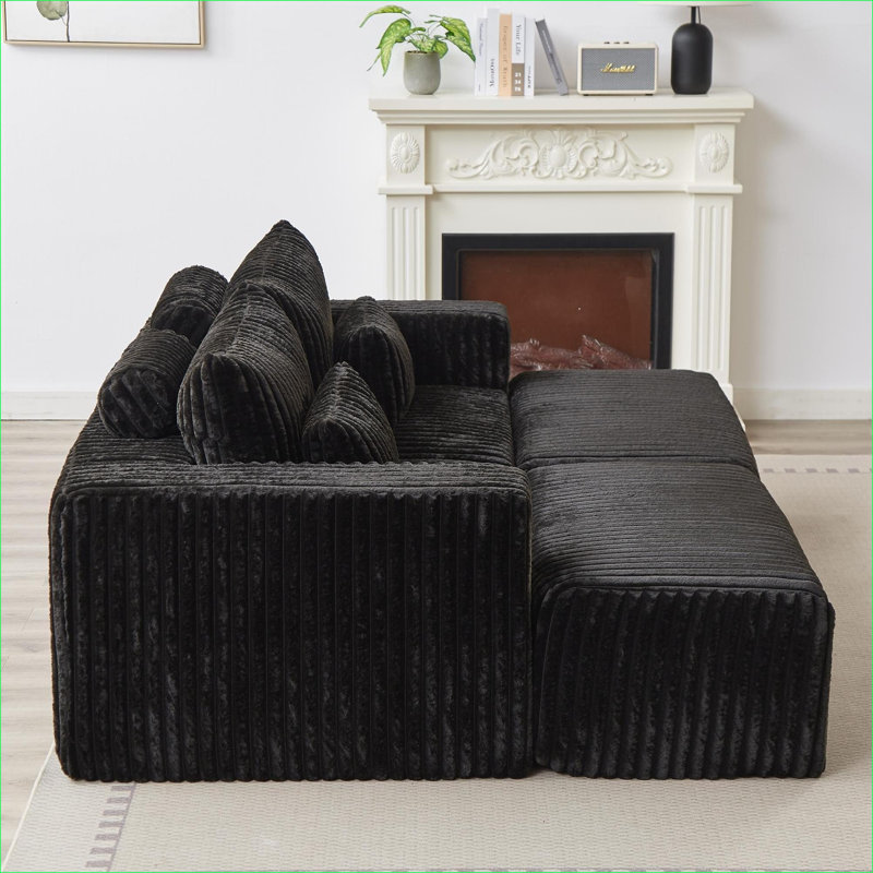 Méridienne surdimensionnée de 87 po, sans assemblage requis, causeuse en peluche avec canapé-lit inclinable, fauteuil-lit moderne moelleux pour la chambre à coucher du salon intérieur