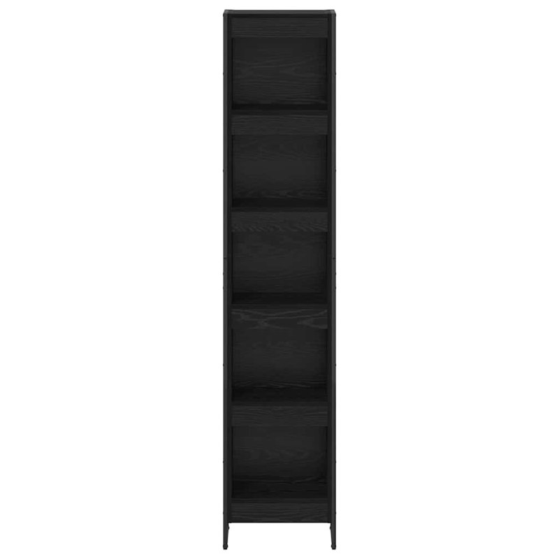 Steel Book Cabinet Bookcase, (5 Shelves) 189.5cm. H x 40cm. W x 30cm. D, Black Oak