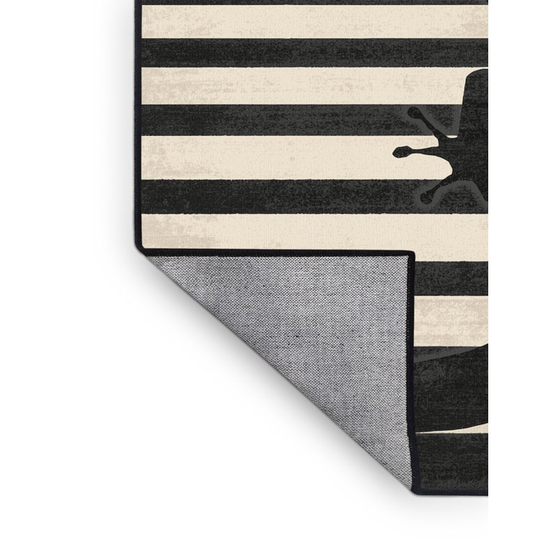 Tapis rayé gris lavable à la machine Oryn Salamander, 4 x 6