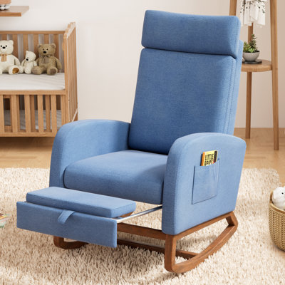 Chaise berçante rembourrée avec repose-pieds et dossier haut