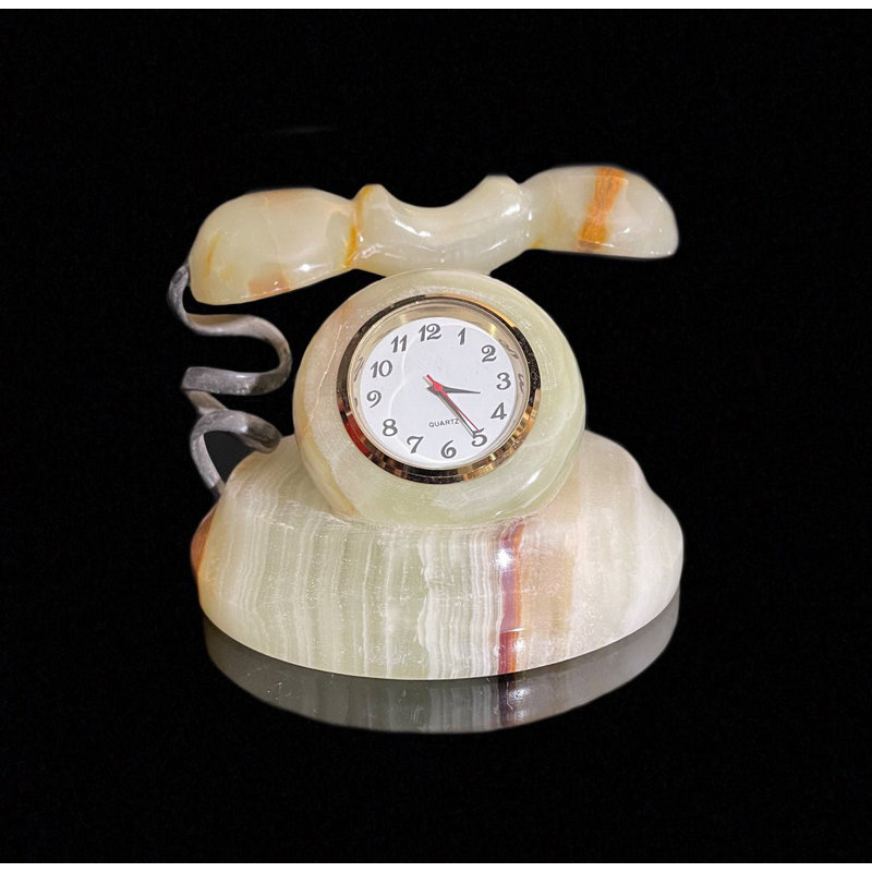 Banded Onyx Retro Phone Clock