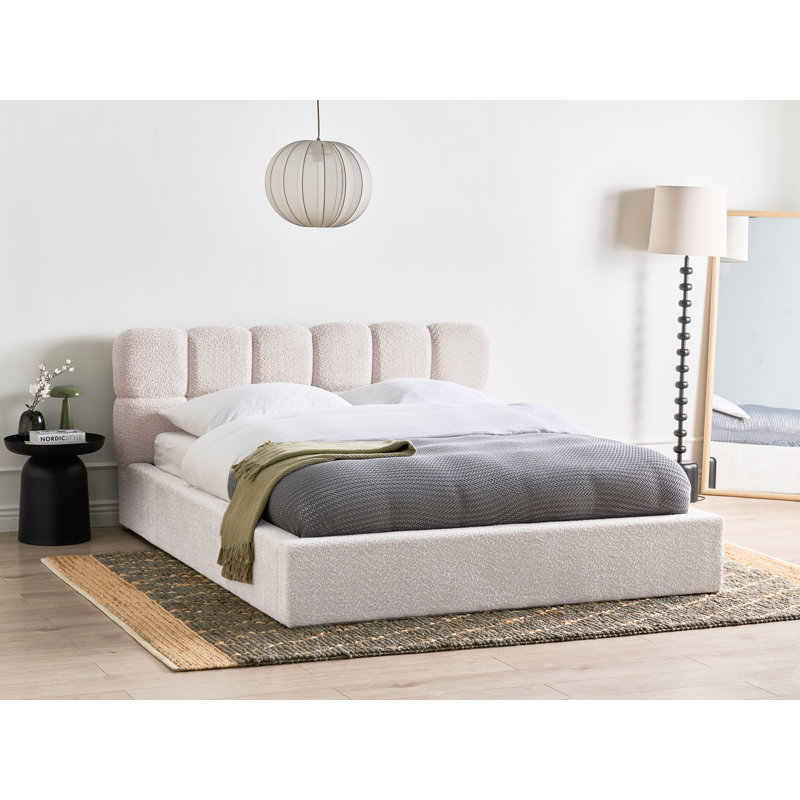 Ottoman Bed Boucle Chandale Light Beige, European Kingsize (160 x 200 cm)