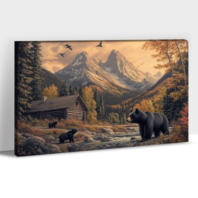 Grand ours, art mural sur toile, forêt sauvage, paysage, grizzly, reproduction d'art sur toile