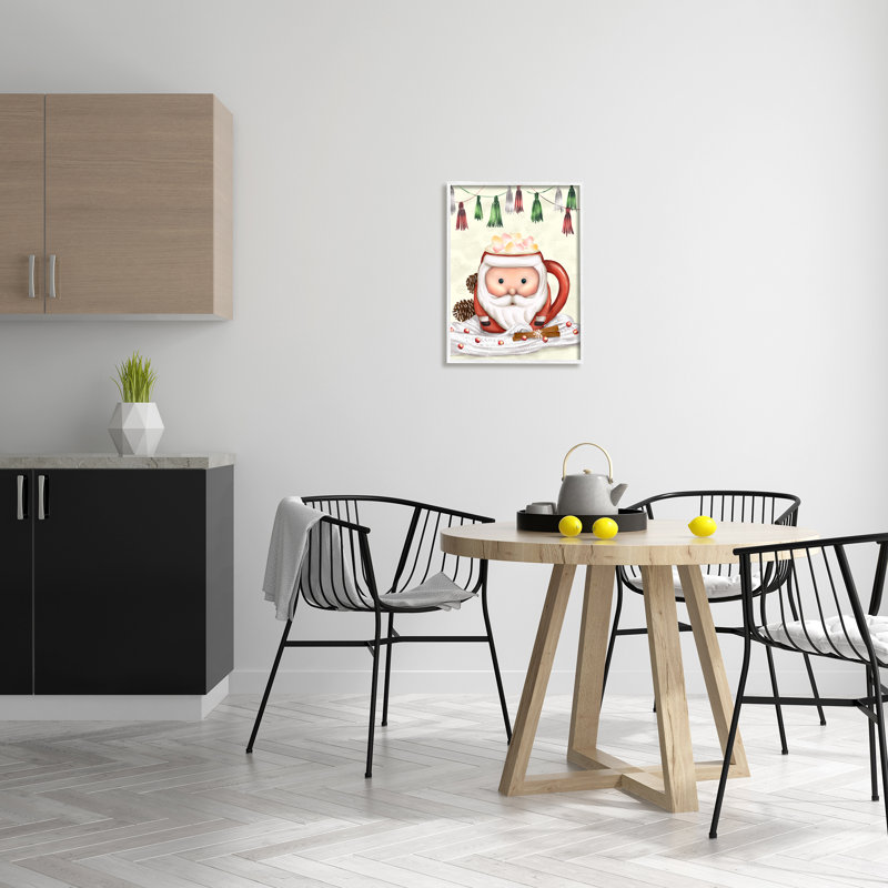 Tasse festive de père Noël guimauve, H 20 po x l 16 po x P 1,5 po, Giclée encadrée blanc bord de mer