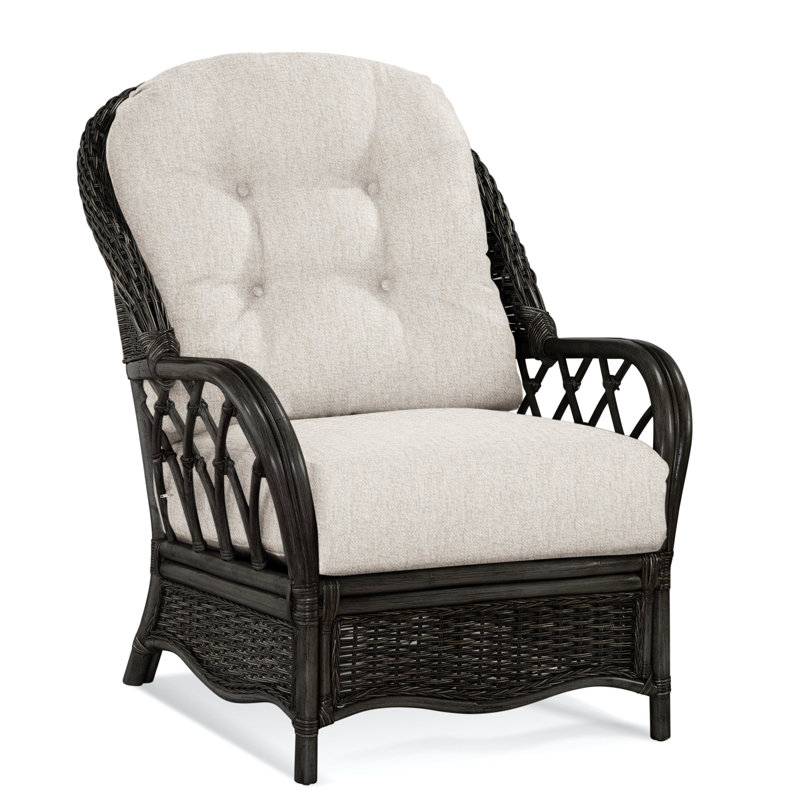 Chaise avec accoudoirs en rotin Everglade, Performance Crypton des neiges; 0884-91, Noir antique
