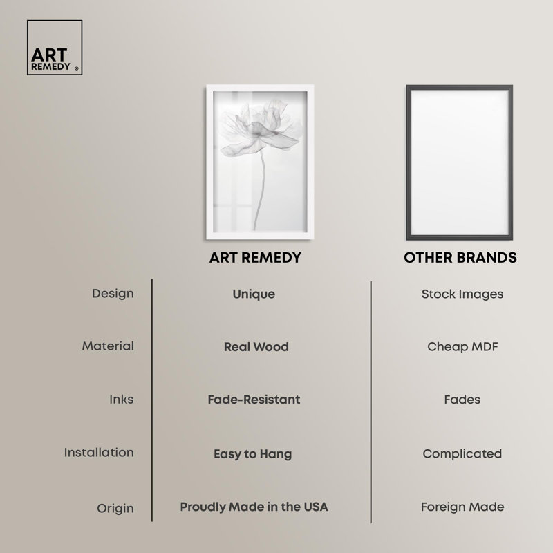 «Fragile Beauty II Shadowbox Print», art floral élégant par Art Remedy, H 25 po x l 17 po, Blanc