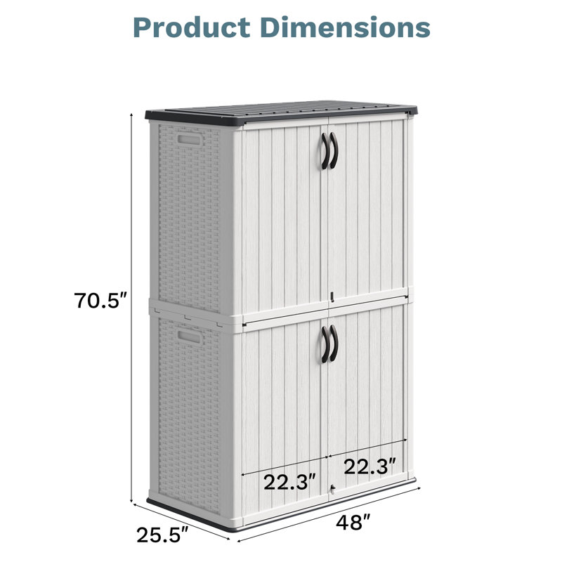 4 Ft. W X 2 Ft. D Outdoor Resin Vertical Storage Shed, White