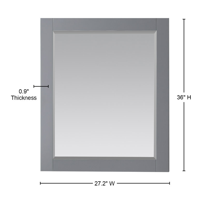 Miroir mural de salle de bain Ivy, Gris, 36 po x 27,2 po