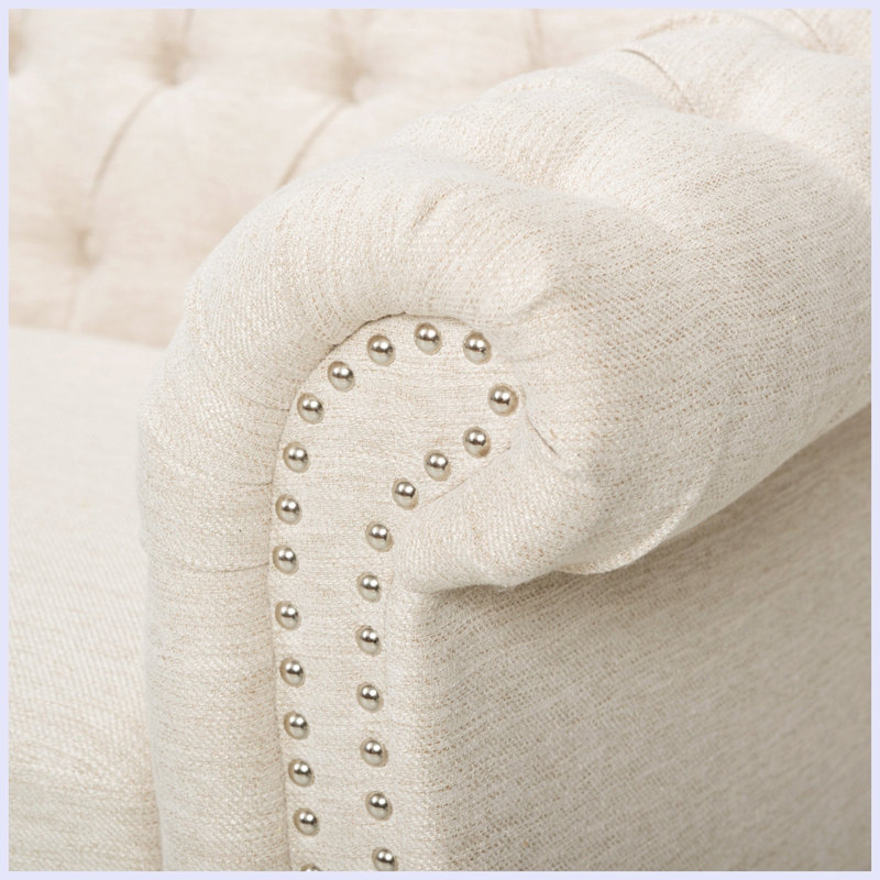 Dierdre 84.75 Sofa Couch, Chesterfield Style Sofa with Button Tufted, Beige Fabric