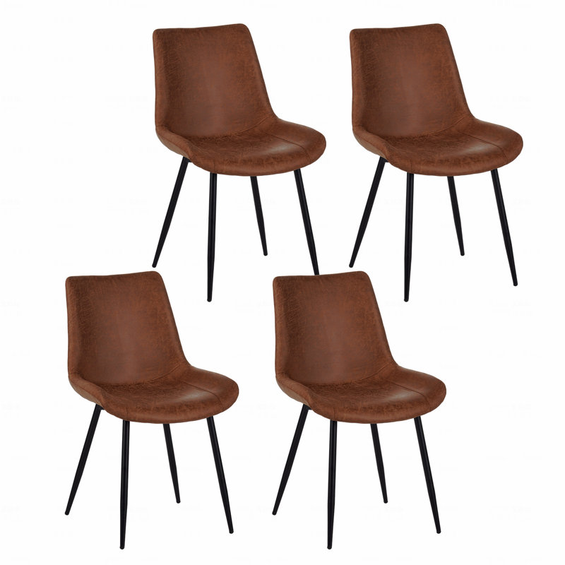 Ensemble de 4 chaises de salle à manger rembourrées modernes avec siège en similicuir et pieds en métal