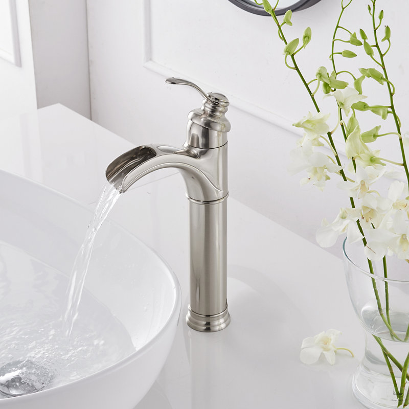 Single-handle Bathroom Faucet with Drain Assembly, Brushed Nickel