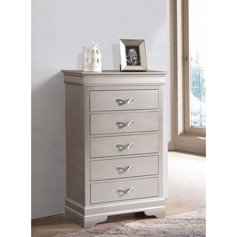 Commode à tiroirs, commode Lorana, Champagne