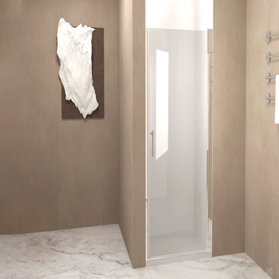 25-24"x 72" Pivot Shower Door, Aluminum Frame, Half Frame ,1/4"(6mm) Tempered Glass Explosion Proof Film