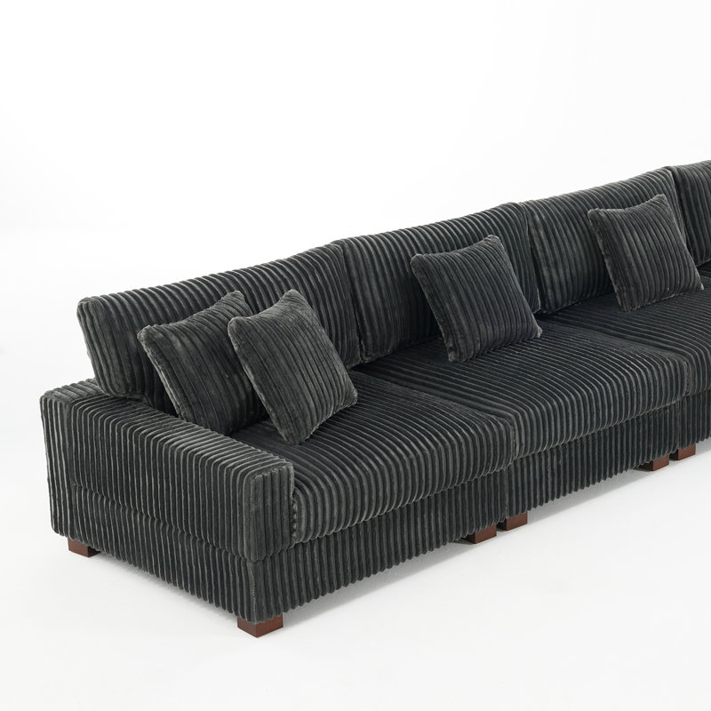 4 Seater Seating Component, Grey Faux Fur
