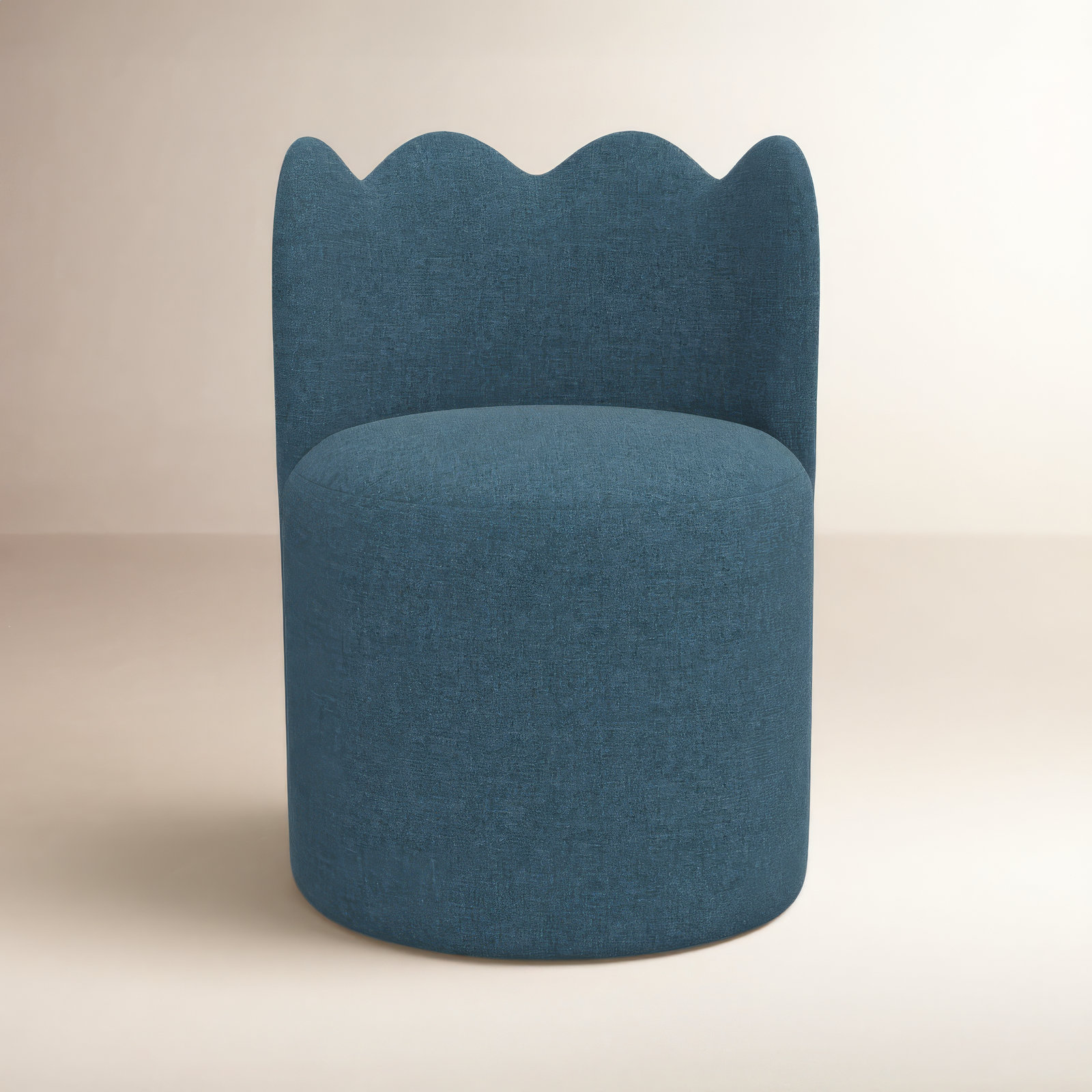 Dahlia Wavy Back Dining Chair, Zuma Navy Textured Linen