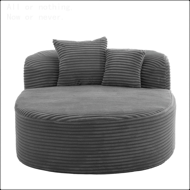 Chaise longue Canapé-lit sans os 51,6 po avec deux coussins de soutien, Grey