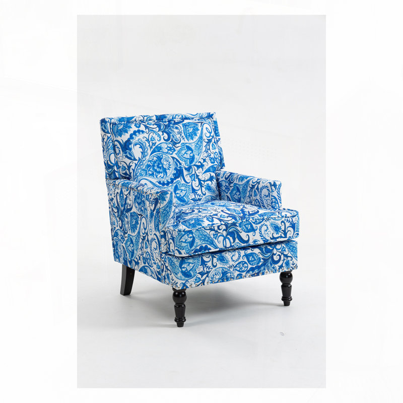 Fauteuil d'appoint vintage en tissu de lin et garniture cloutée