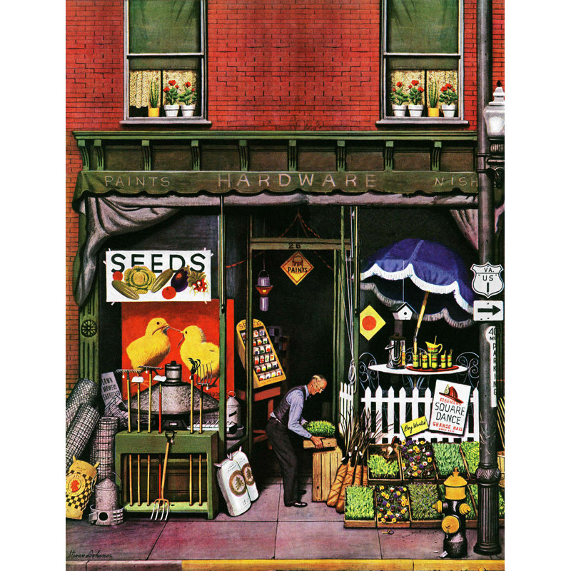 «Hardware Store at Springtime» par Stevan Dohanos, reproduction sur toile tendue, H 52 po x l 40 po