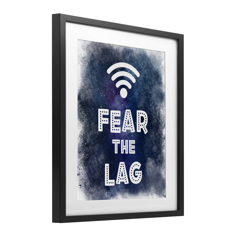 Fear The Lag Gamer Splash, impression sous verre, conception de Marcus Prime, H 16 po x l 13 po, Cadre noir minuit