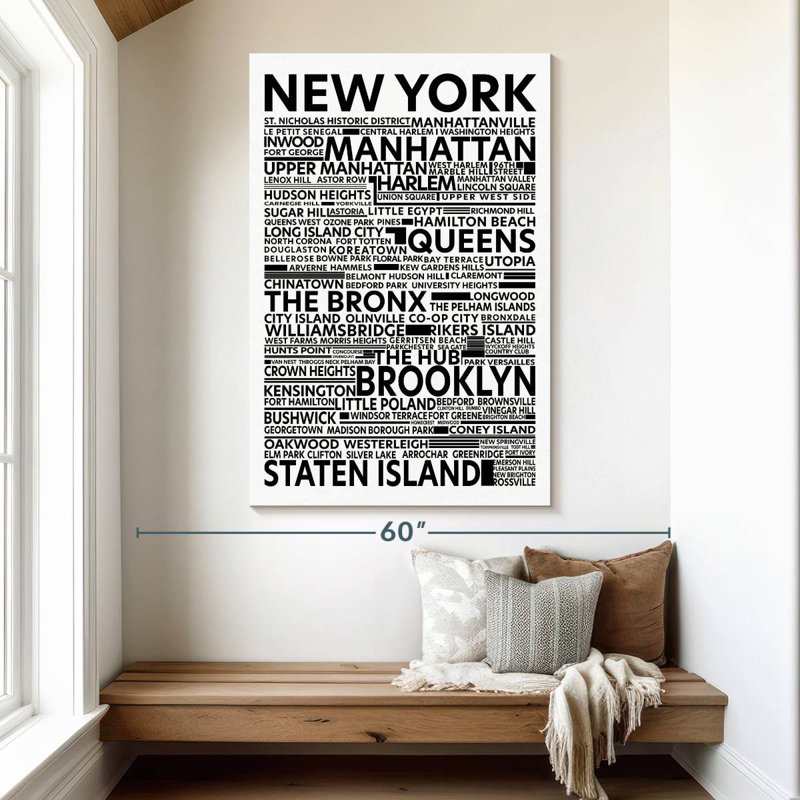 New York Boroughs And Streets, 51" H x 34" W