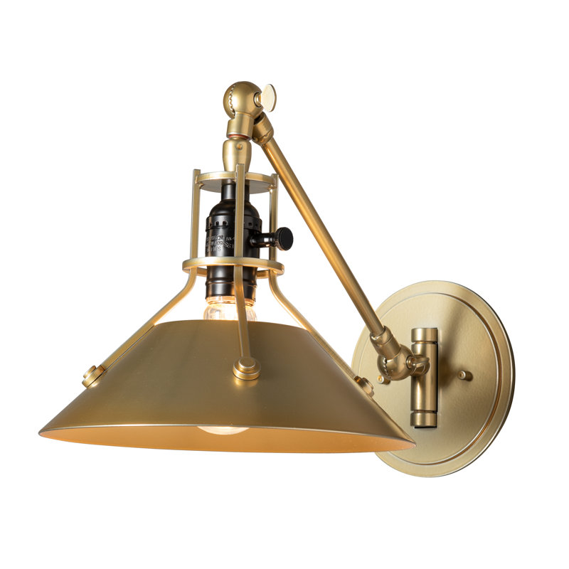 Applique murale avec bras pivotant Henry - Finition bronze - Abat-jour or doux, Soft Gold, Bronze