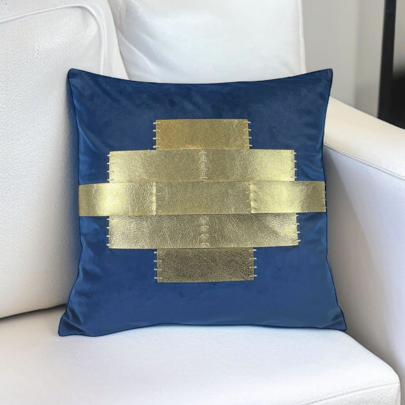 Housse de coussin en velours bleu marine